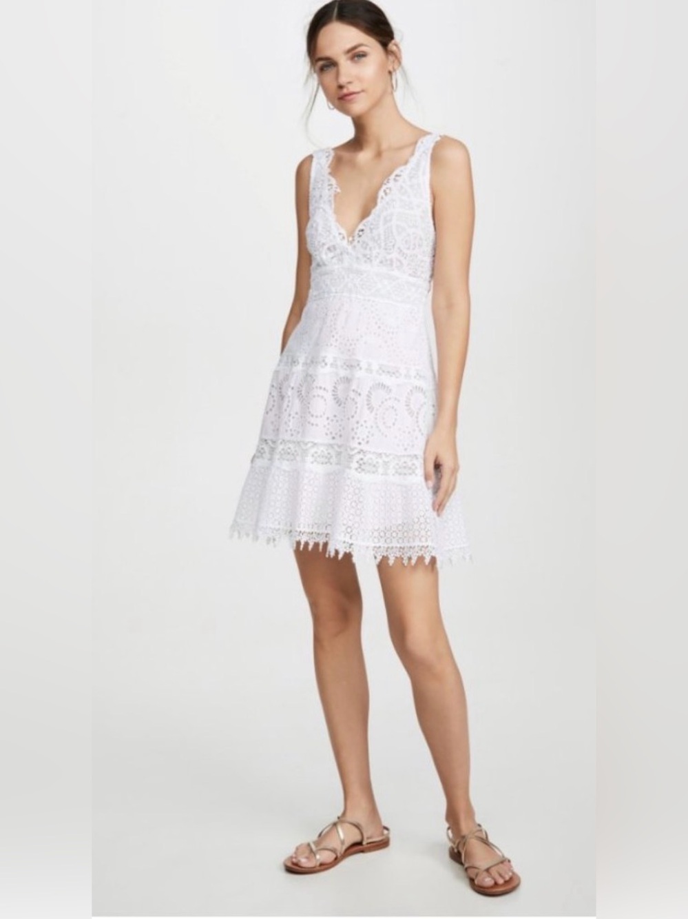 Temptation Positano Viareggio White Eyelet Lace Dress Italy L